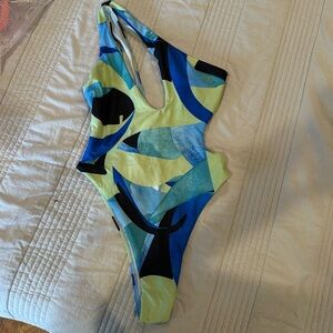 SHEIN multicolored one shoulder one piece swimsuit